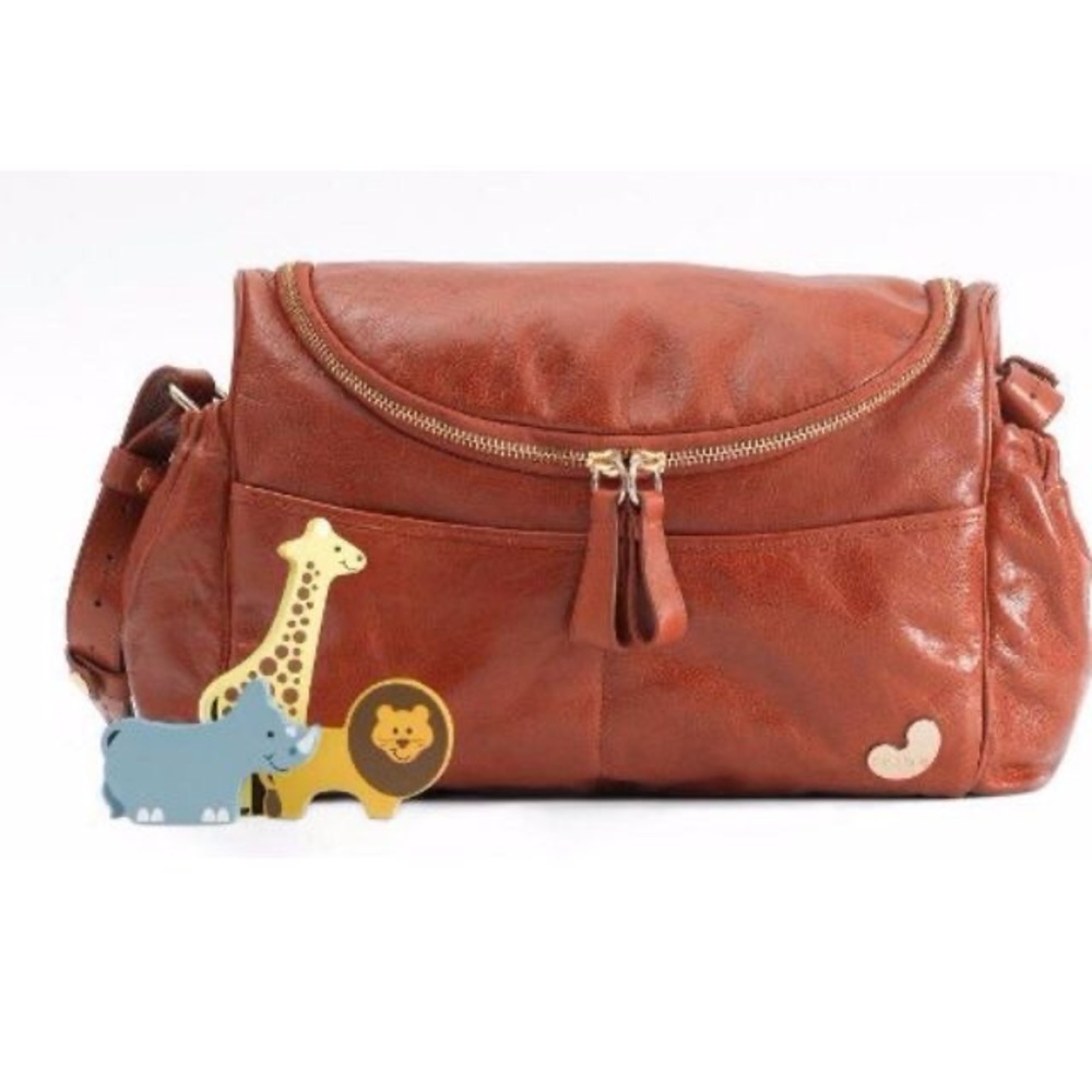 Tribe Singapore Sling Brown Leather Diaper Baby Bag